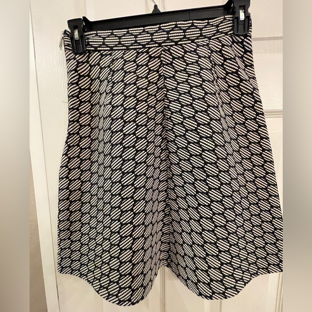 ZARA Woman Black & Ivory Textured A-Line Skirt | Size M - Picture 3 of 6